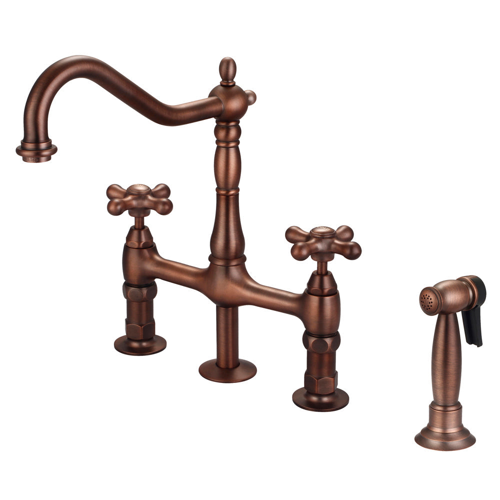 Emral Kitchen Bridge Faucet with Metal Cross Handles