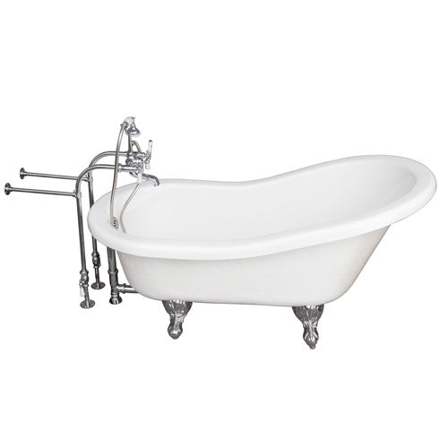 Imogene 67″ Acrylic Slipper Tub Kit in White – Polished Chrome Accessories