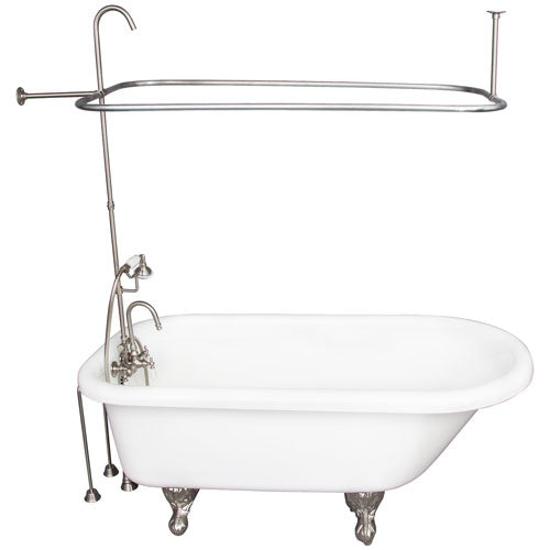 Anthea 60″ Acrylic Roll Top Tub Kit in White – Brushed Nickel Accessories