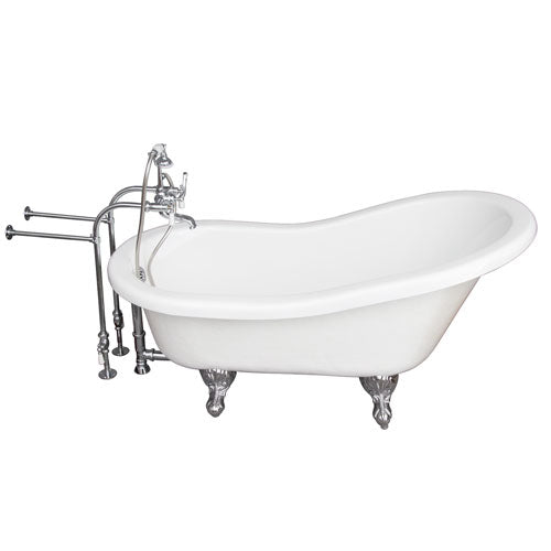 Estelle 60″ Acrylic Slipper Tub Kit in White – Polished Chrome Accessories