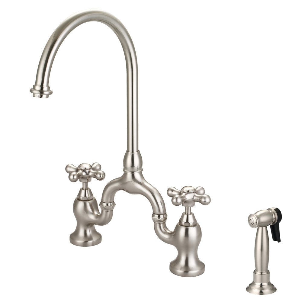 Banner Kitchen Bridge Faucet with Metal Cross Handles