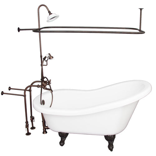 Isadora 67″ Acrylic Slipper Tub Kit in White – Oil Rubbed Bronze Accessories
