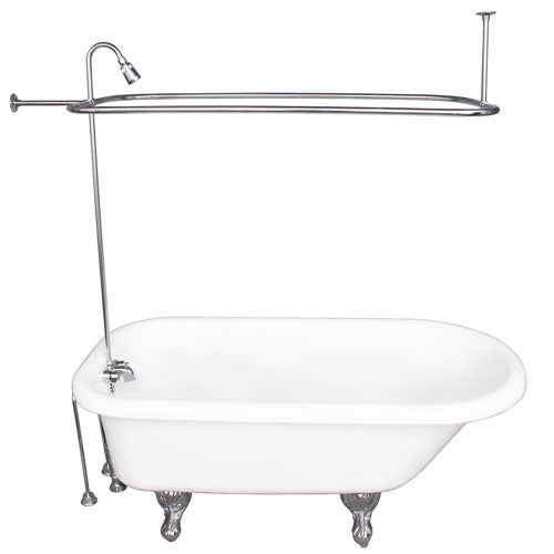 Andover 60″ Acrylic Roll Top Tub Kit in White – Polished Chrome Accessories