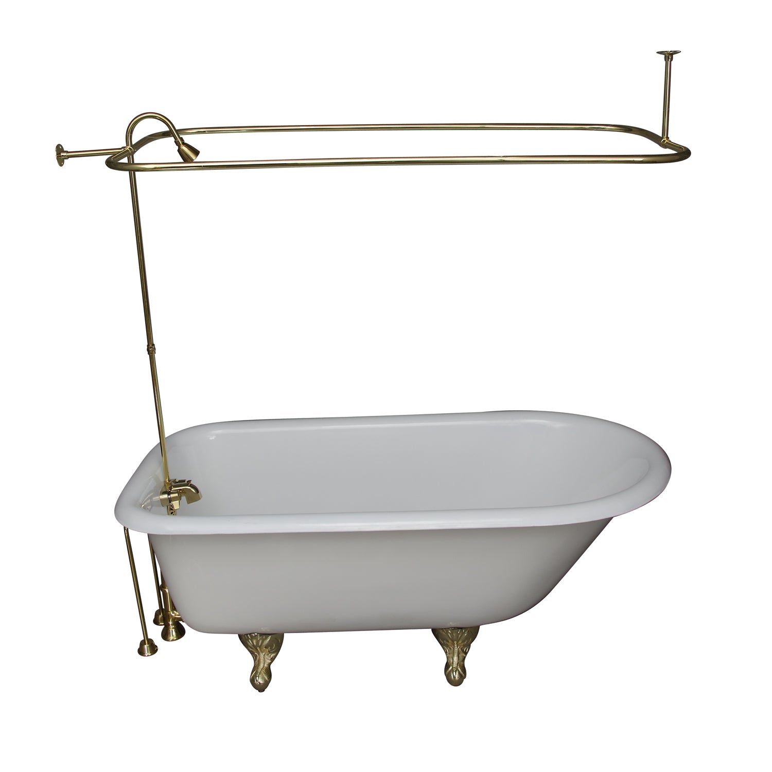 Antonio 55" Cast Iron Roll Top Tub Kit-Polished Brass Accessories