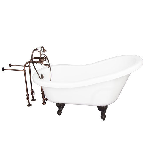 Isadora 67″ Acrylic Slipper Tub Kit in White – Oil Rubbed Bronze Accessories