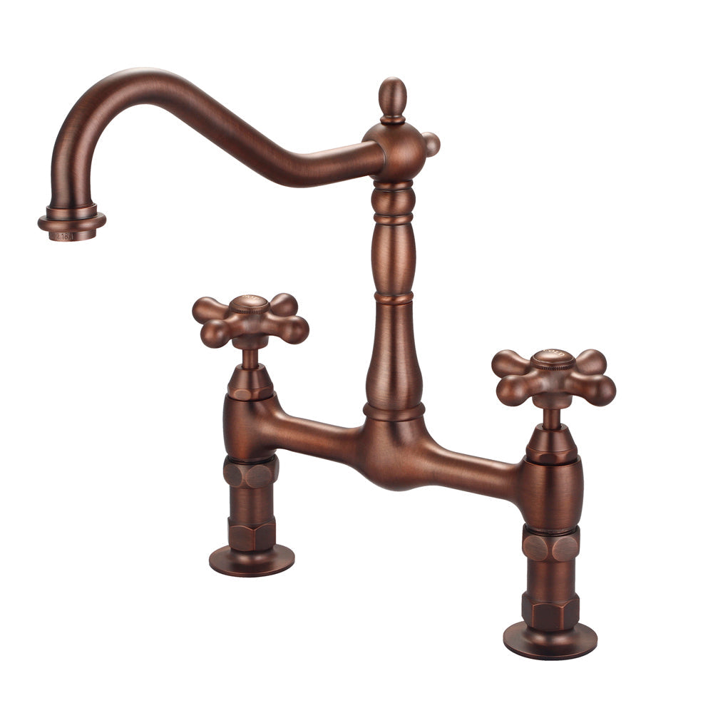Guthrie Kitchen Bridge Faucet with Metal Cross Handles