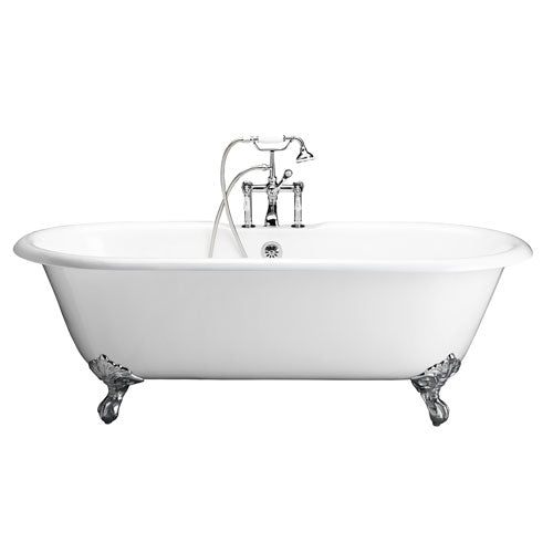 Columbus 61″ Cast Iron Double Roll Top Tub Kit – Polished Chrome Accessories