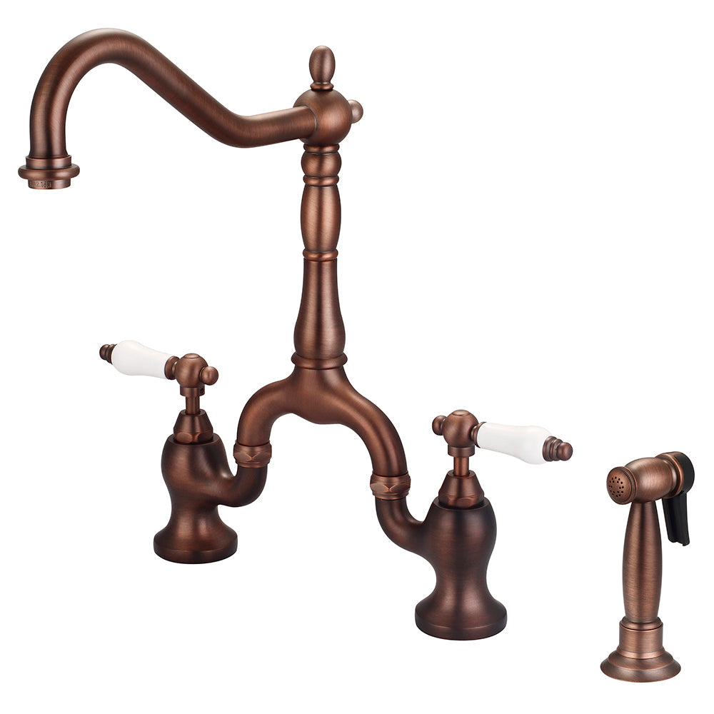 Carlton Kitchen Bridge Faucet with Porcelain Lever Handles