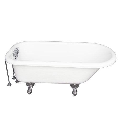 Atlin 67″ Acrylic Roll Top Tub Kit in White – Polished Chrome Accessories