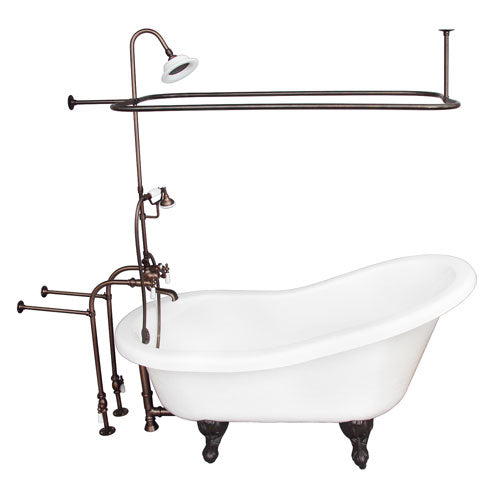 Imogene 67″ Acrylic Slipper Tub Kit in White – Oil Rubbed Bronze Accessories