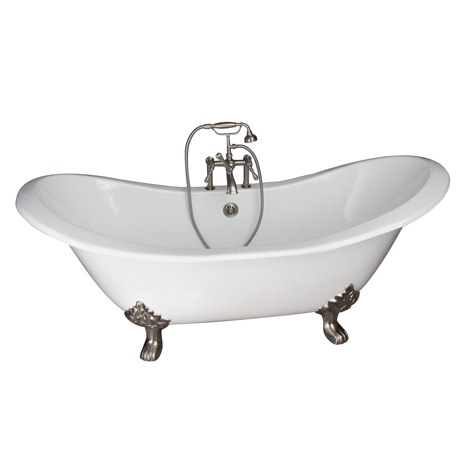 Marshall 72″ Cast Iron Double Slipper Tub Kit – Brushed Nickel Accessories