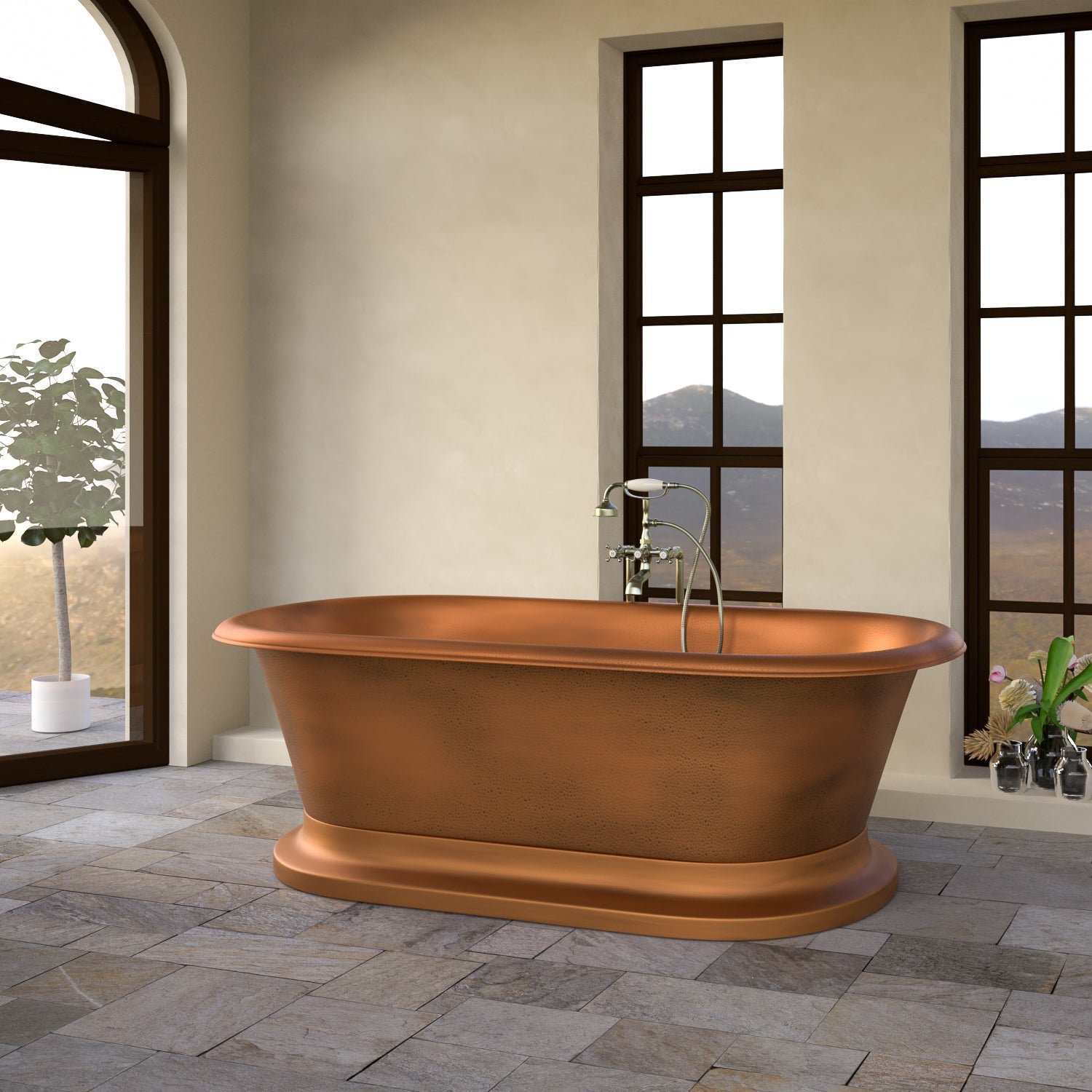 Somerset 77″ Copper Double Roll Top Tub