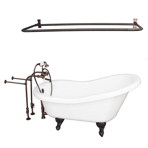 Fillmore 60″ Acrylic Slipper Tub Kit in White – Oil Rubbed Bronze Accessories