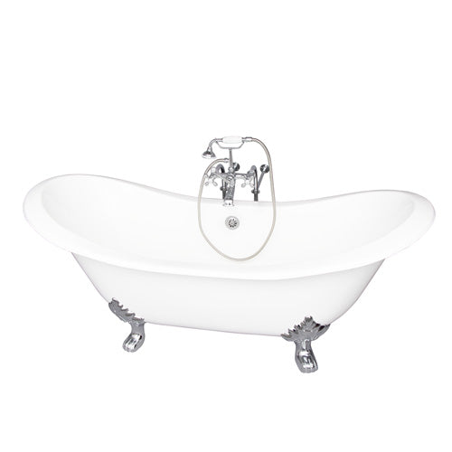 Marshall 72″ Cast Iron Double Slipper Tub Kit – Polished Chrome Accessories