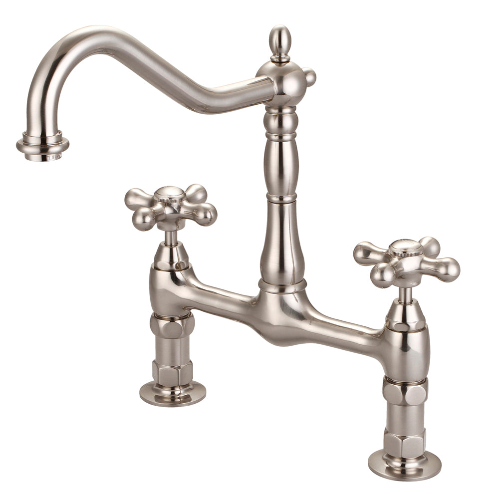 Guthrie Kitchen Bridge Faucet with Metal Cross Handles