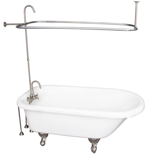 Anthea 60″ Acrylic Roll Top Tub Kit in White – Brushed Nickel Accessories