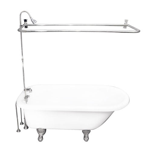 Anthea 60″ Acrylic Roll Top Tub Kit in White – Polished Chrome Accessories