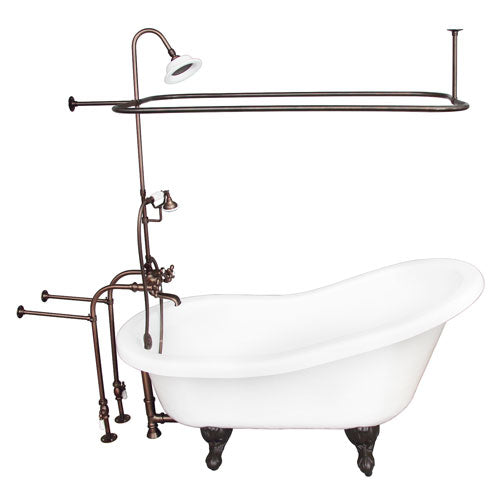 Imogene 67″ Acrylic Slipper Tub Kit in White – Oil Rubbed Bronze Accessories