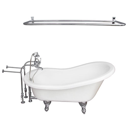 Imogene 67″ Acrylic Slipper Tub Kit in White – Polished Chrome Accessories