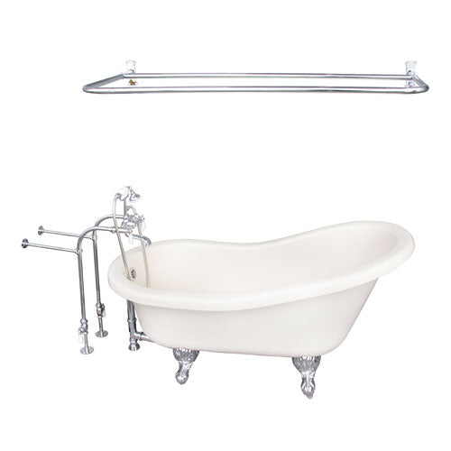 Estelle 60″ Acrylic Slipper Tub Kit in Bisque – Polished Chrome Accessories