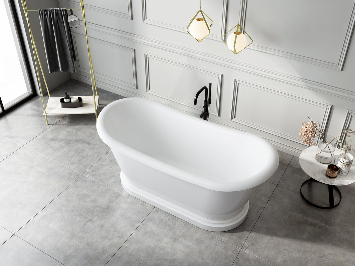 Moira 63" Acrylic Double Slipper Tub with Integral Drain and Overflow