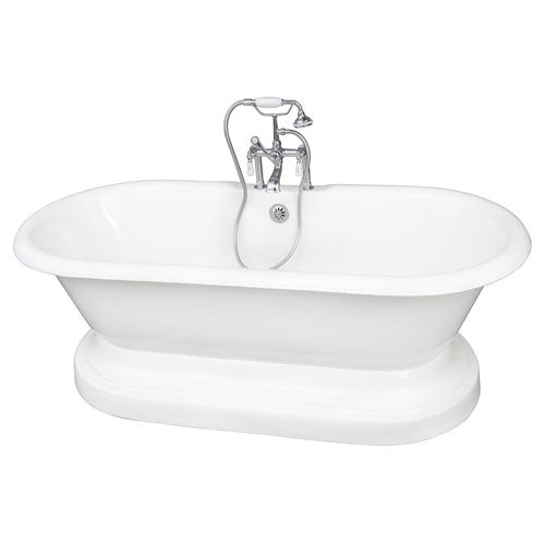 Columbus 61″ Cast Iron Double Roll Top Tub Kit – Polished Chrome Accessories