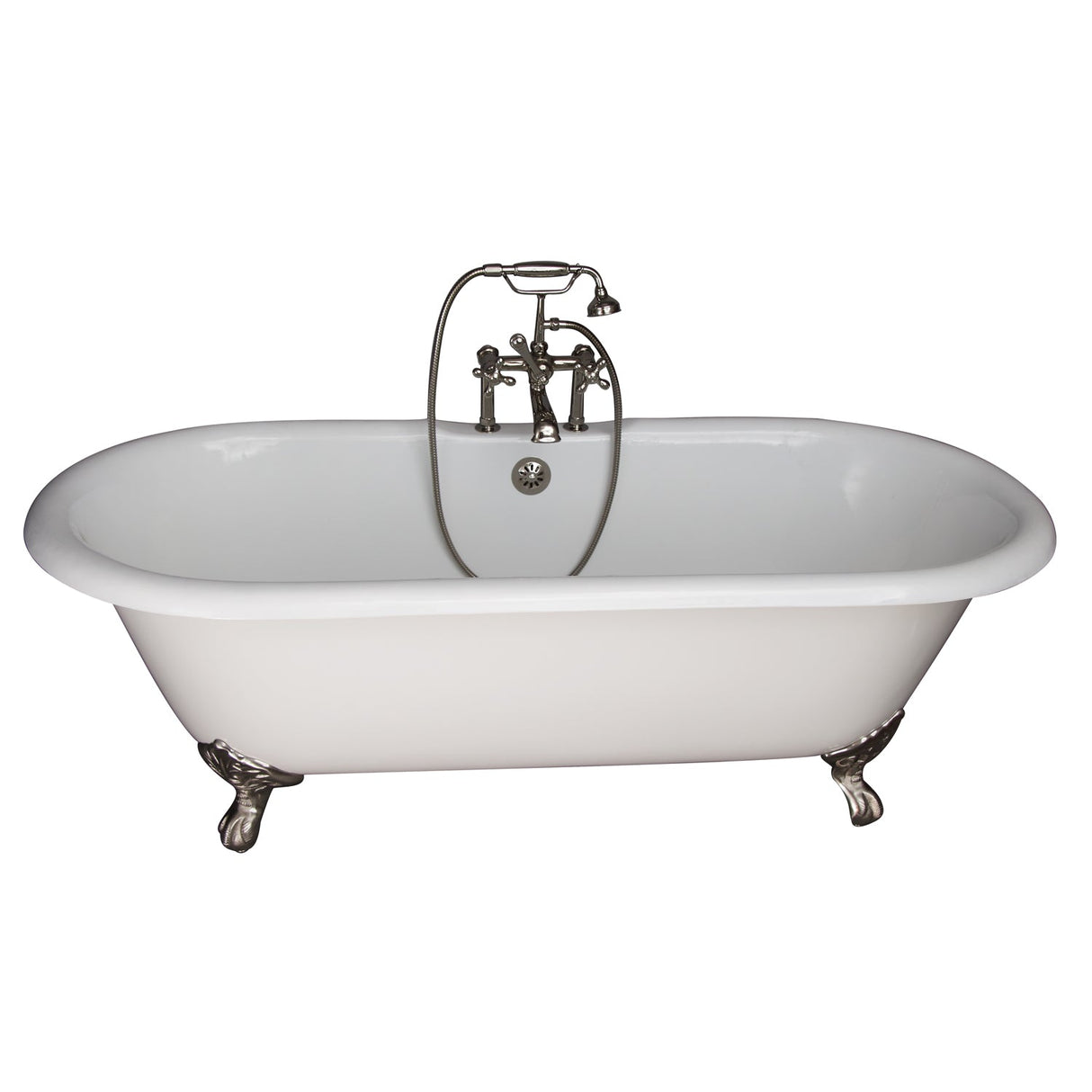 Duet 67" Cast Iron Double Roll Top Tub Kit-Polished Nickel Accessories