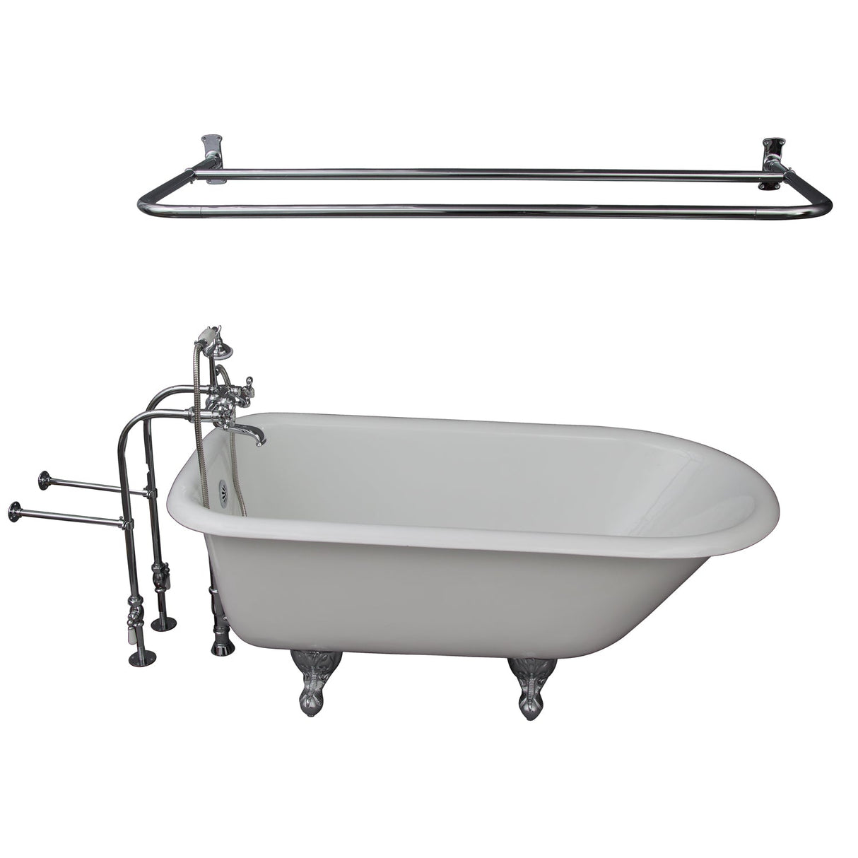 Bartlett 60″ Cast Iron Roll Top Tub Kit – Polished Chrome Accessories