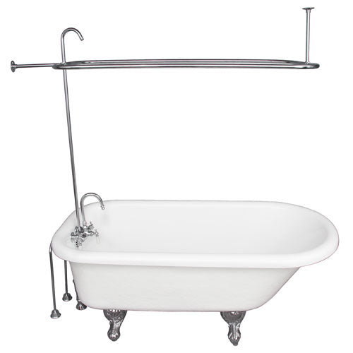 Atlin 67″ Acrylic Roll Top Tub Kit in White – Polished Chrome Accessories