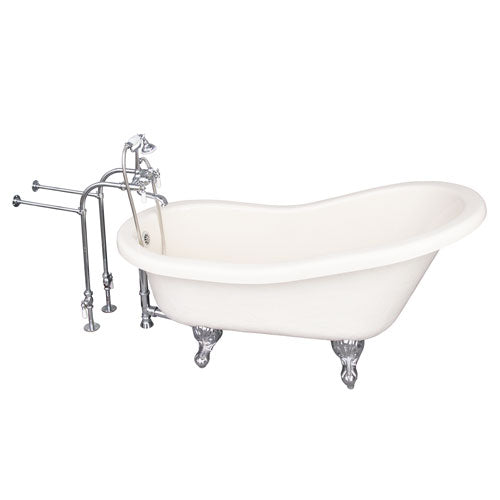 Estelle 60″ Acrylic Slipper Tub Kit in Bisque – Polished Chrome Accessories