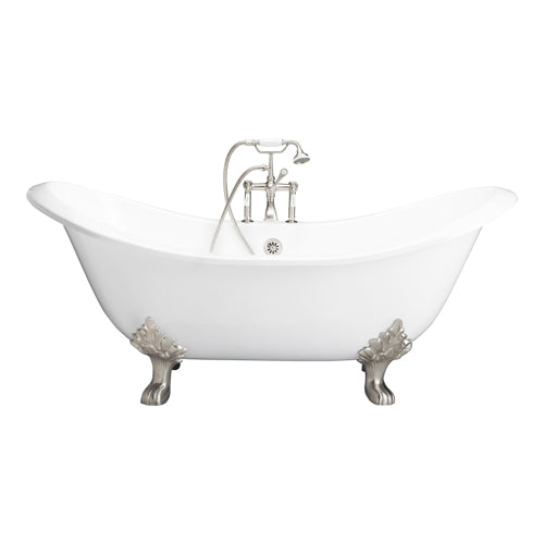Marshall 72″ Cast Iron Double Slipper Tub Kit – Brushed Nickel Accessories