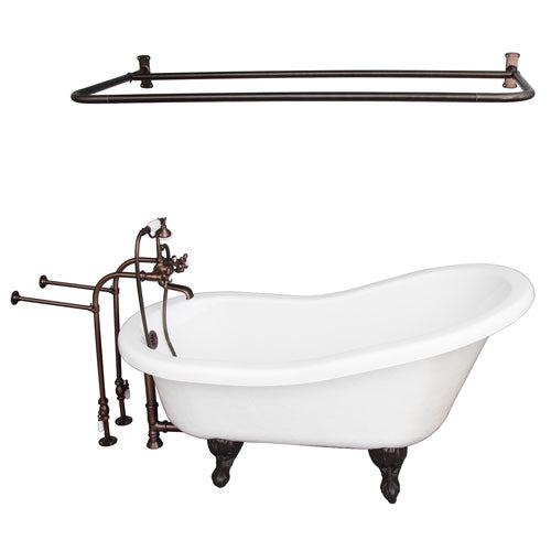 Estelle 60″ Acrylic Slipper Tub Kit in White – Oil Rubbed Bronze Accessories