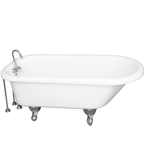 Asia 67″ Acrylic Roll Top Tub Kit in White – Polished Chrome Accessories