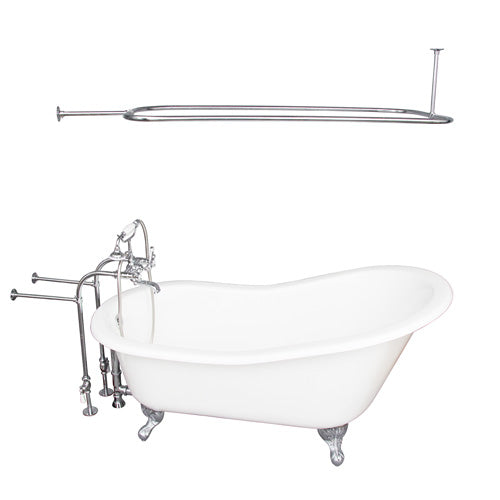 Icarus 67″ Cast Iron Slipper Tub Kit – Polished Chrome Accessories