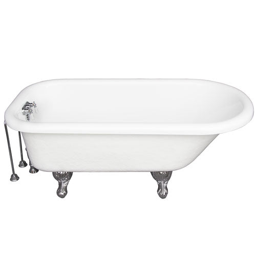 Atlin 67″ Acrylic Roll Top Tub Kit in White – Polished Chrome Accessories