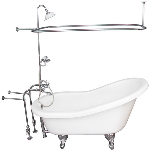 Fillmore 60″ Acrylic Slipper Tub Kit in White – Polished Chrome Accessories