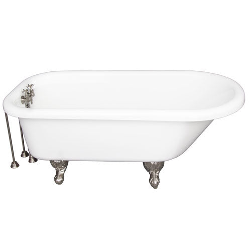 Asia 67″ Acrylic Roll Top Tub Kit in White – Brushed Nickel Accessories