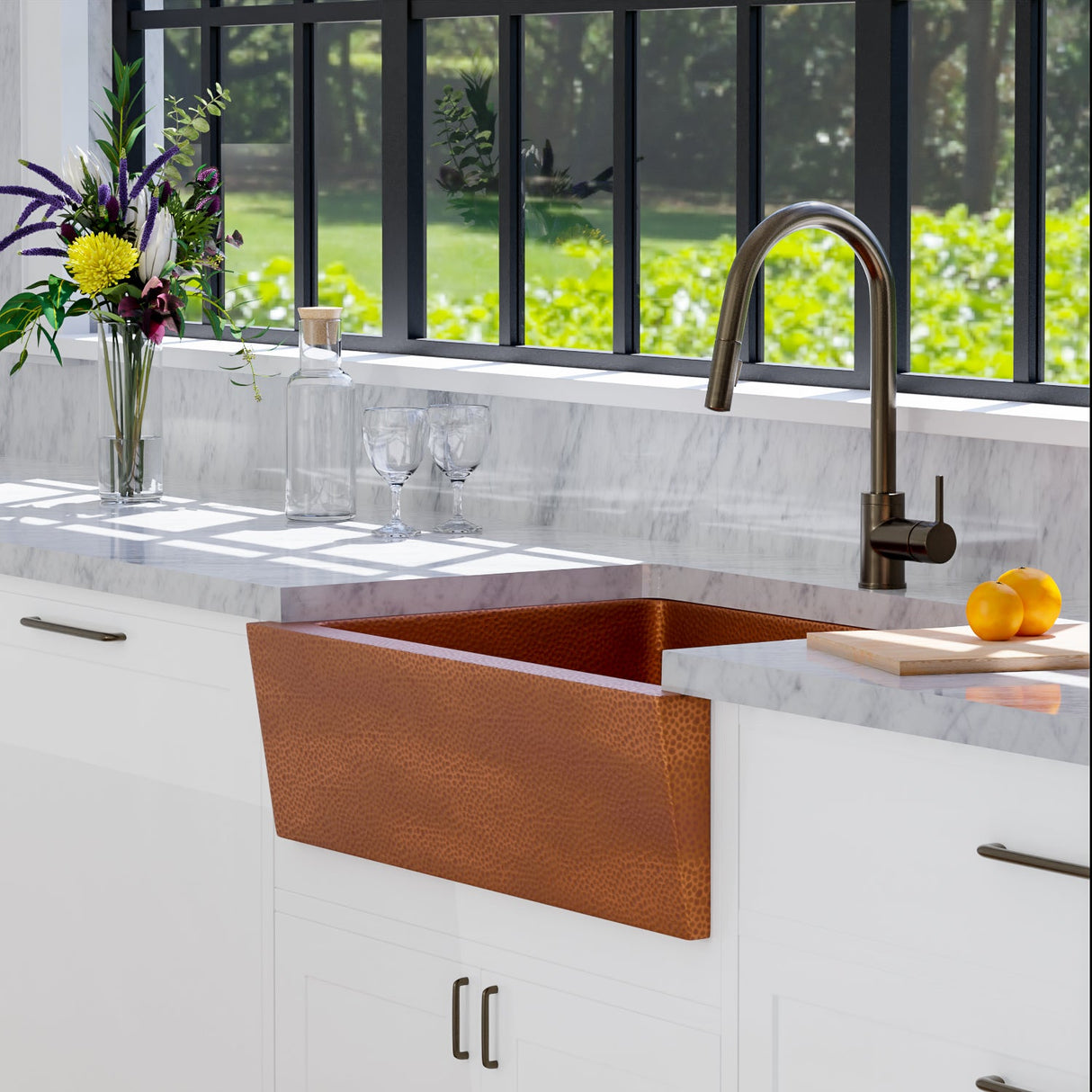 Grecia Single Bowl Copper Apron-Front Sink