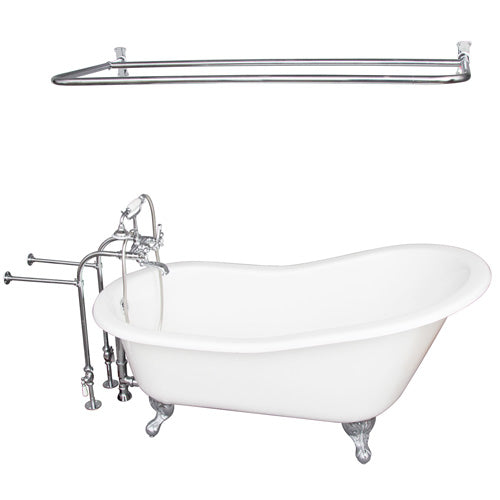 Icarus 67″ Cast Iron Slipper Tub Kit – Polished Chrome Accessories