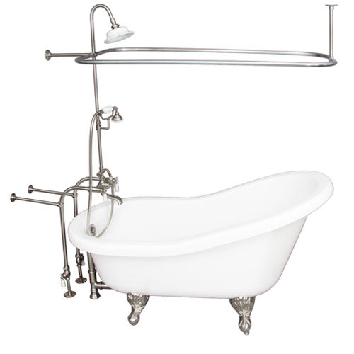 Isadora 67″ Acrylic Slipper Tub Kit in White – Brushed Nickel Accessories