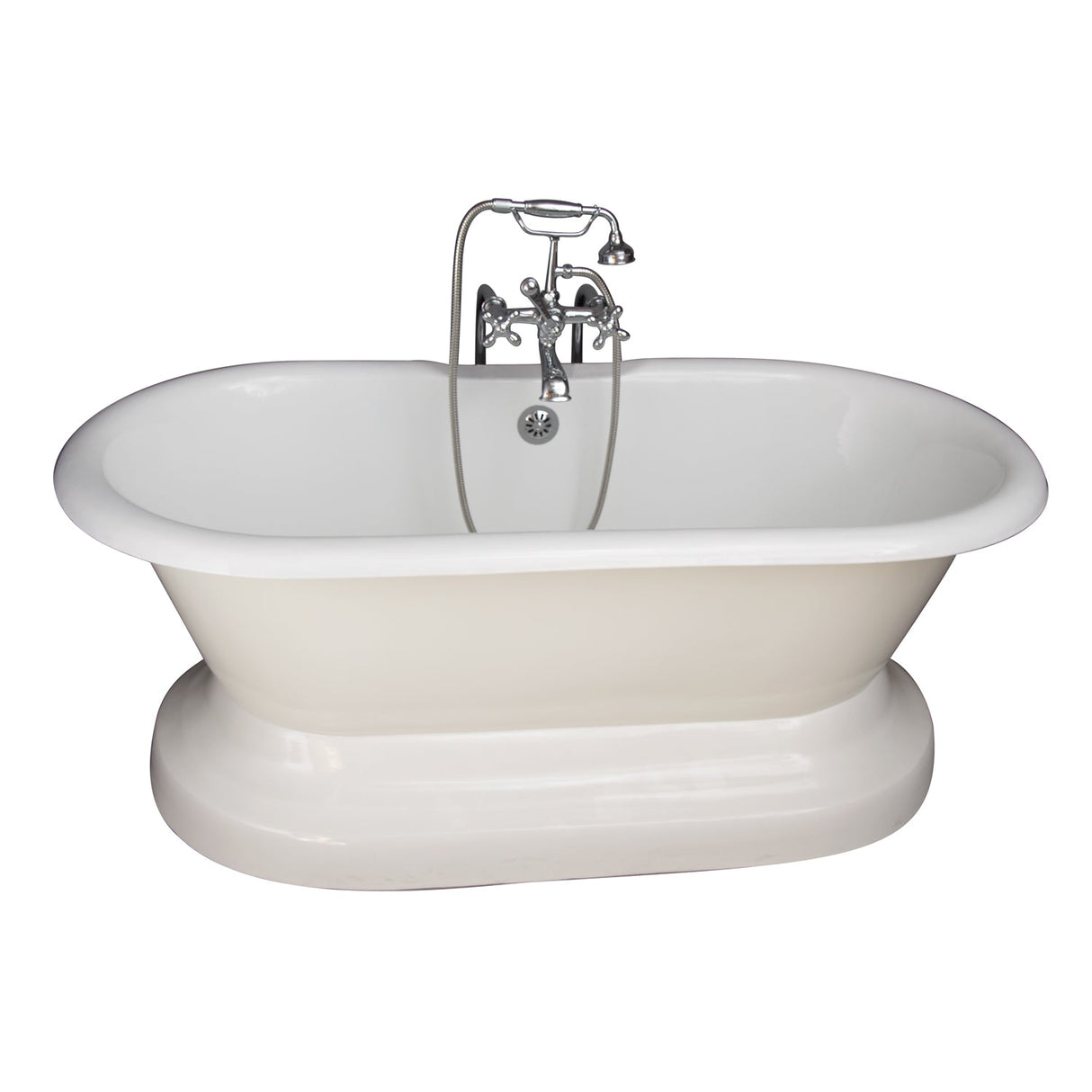 Columbus 61" Cast Iron Double Roll Top Tub Kit-Polished Chrome Accessories