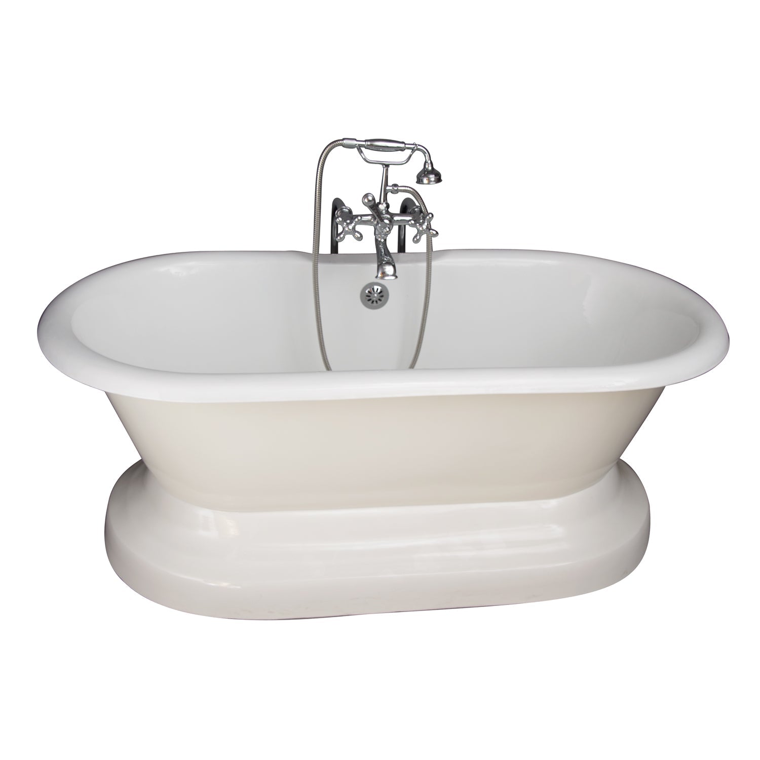 Columbus 61" Cast Iron Double Roll Top Tub Kit-Polished Chrome Accessories