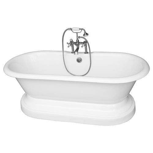 Columbus 61″ Cast Iron Double Roll Top Tub Kit – Brushed Nickel Accessories
