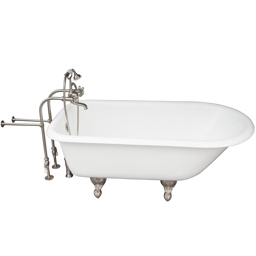 Brocton 65″ Cast Iron Roll Top Tub Kit – Brushed Nickel Accessories