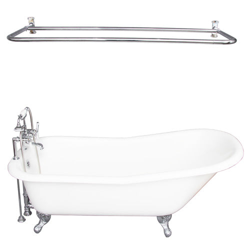 Icarus 67″ Cast Iron Slipper Tub Kit – Polished Chrome Accessories