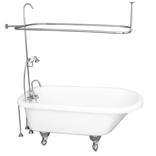 Anthea 60″ Acrylic Roll Top Tub Kit in White – Polished Chrome Accessories