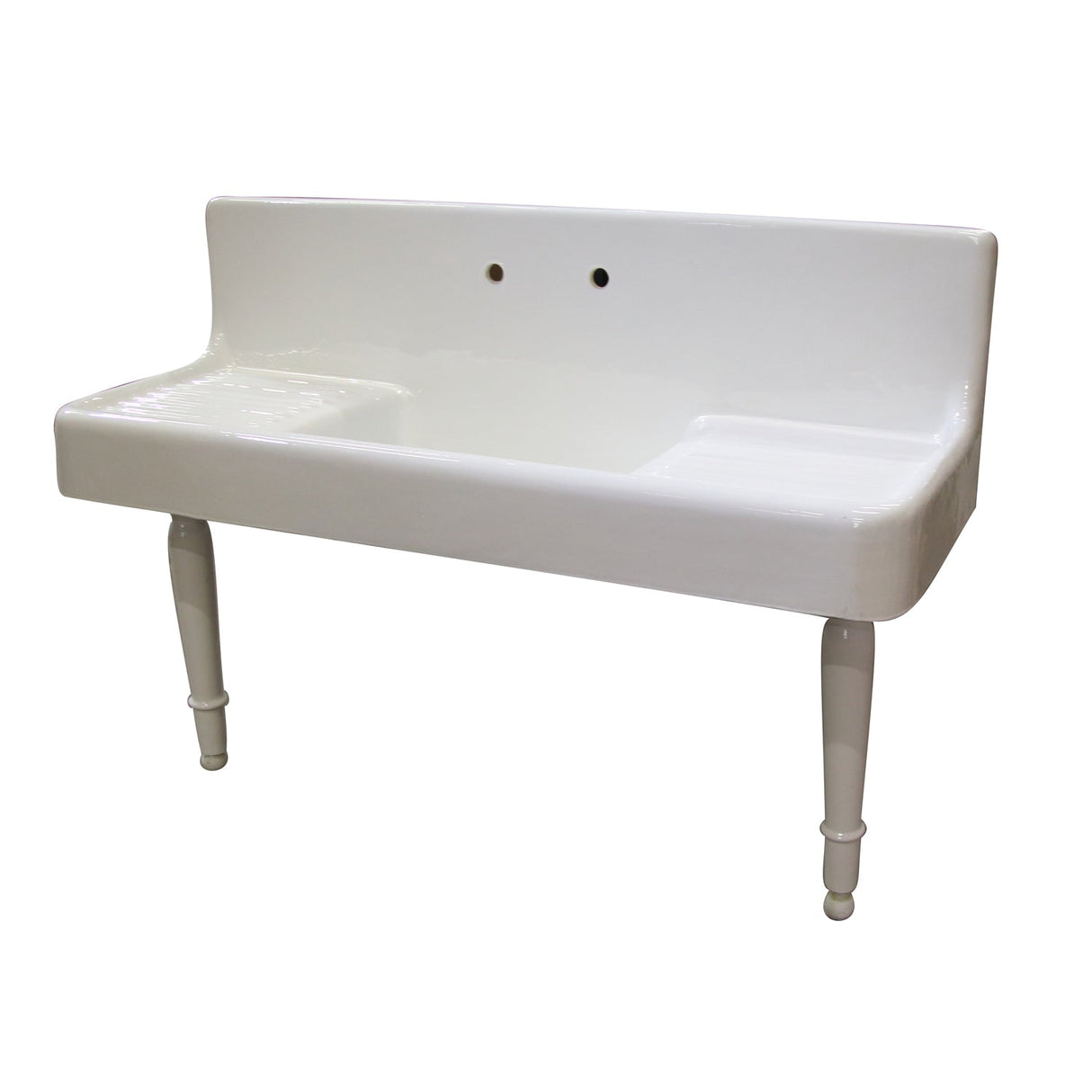 Alma 60" Cast Iron Wall-Hung Kitchen Sink with Drainboard