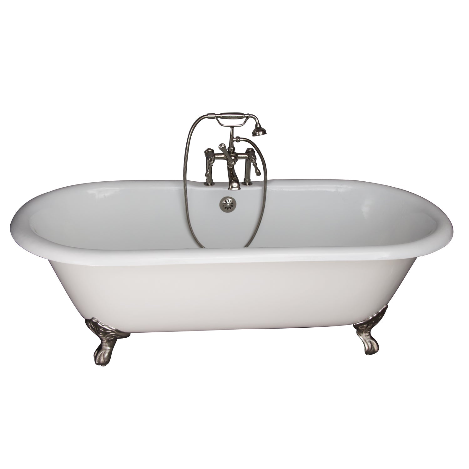 Duet 67" Cast Iron Double Roll Top Tub Kit-Polished Nickel Accessories