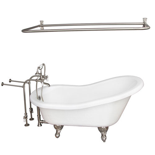 Imogene 67″ Acrylic Slipper Tub Kit in White – Brushed Nickel Accessories