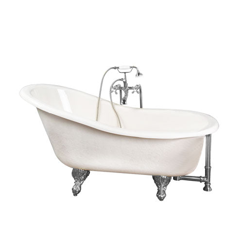 Estelle 60″ Acrylic Slipper Tub Kit in Bisque – Polished Chrome Accessories